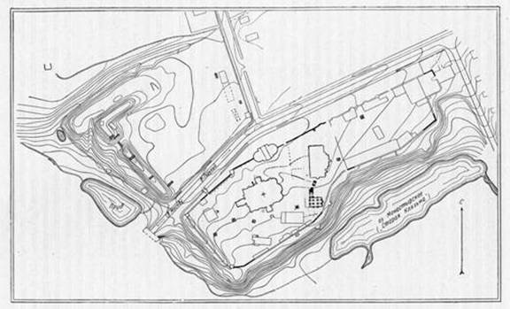 The plan of the ancient part of modern village of Bogolyubovo (NN Voronin).