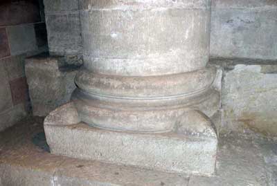 The base of the column in the crypt of the Cathedral in Speyer (Speyer, Germany.