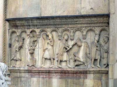 A fragment of decoration of the Cathedral in Modena (Modena), Italy.
