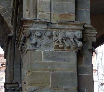 A fragment of decoration of the Palace Ragione in Bergamo, Italy