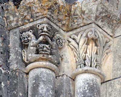 A fragment of decoration of the Church of Saint-Gemme in Saint-Gemme (Sainte Gemme), the Department of Charente Maritime (Charente-Maritime), France.