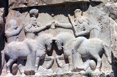 A fragment of decoration of the Palace Ardashir I Naksh-e-Rustam, III century Iran.