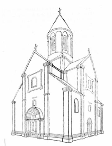 Реконструкция первоначального облика церкви Пантелеймона в Галиче (по И.Р.Могытычу).