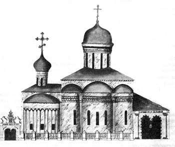 Троицкий собор с Никоновским приделом. Чертеж 1745 года.