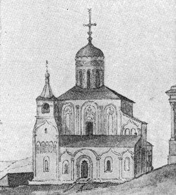 Дмитриевский собор на виде Владимира (со шлемовидной главой). 1801 год.