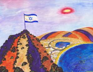 Sergey Zagraevsky. 12 months, Israel. APRIL. FLAG ON SHLOMO MOUNTAIN ABOVE EILAT