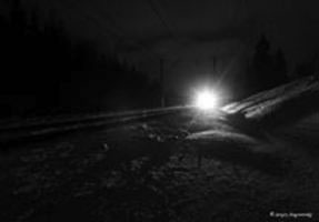 Snow, night and rails