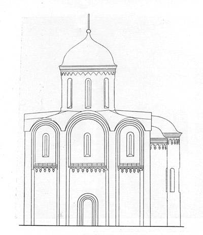 Church of Boris and Gleb in Kideksha. Reconstruction by Y.Y. Savitsky and N.A. Egorov.