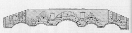 The western side of Andrey's arches before the restoration. Drawing by I.O. Karabutov.