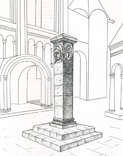Our Ladys Pillar in XII century. Reconstruction by G.K. Vagner.