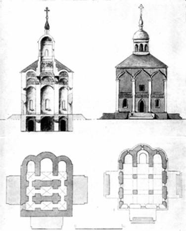 Чертеж Старо-Никольского собора в Можайске до его катастрофы в 1844 году.
